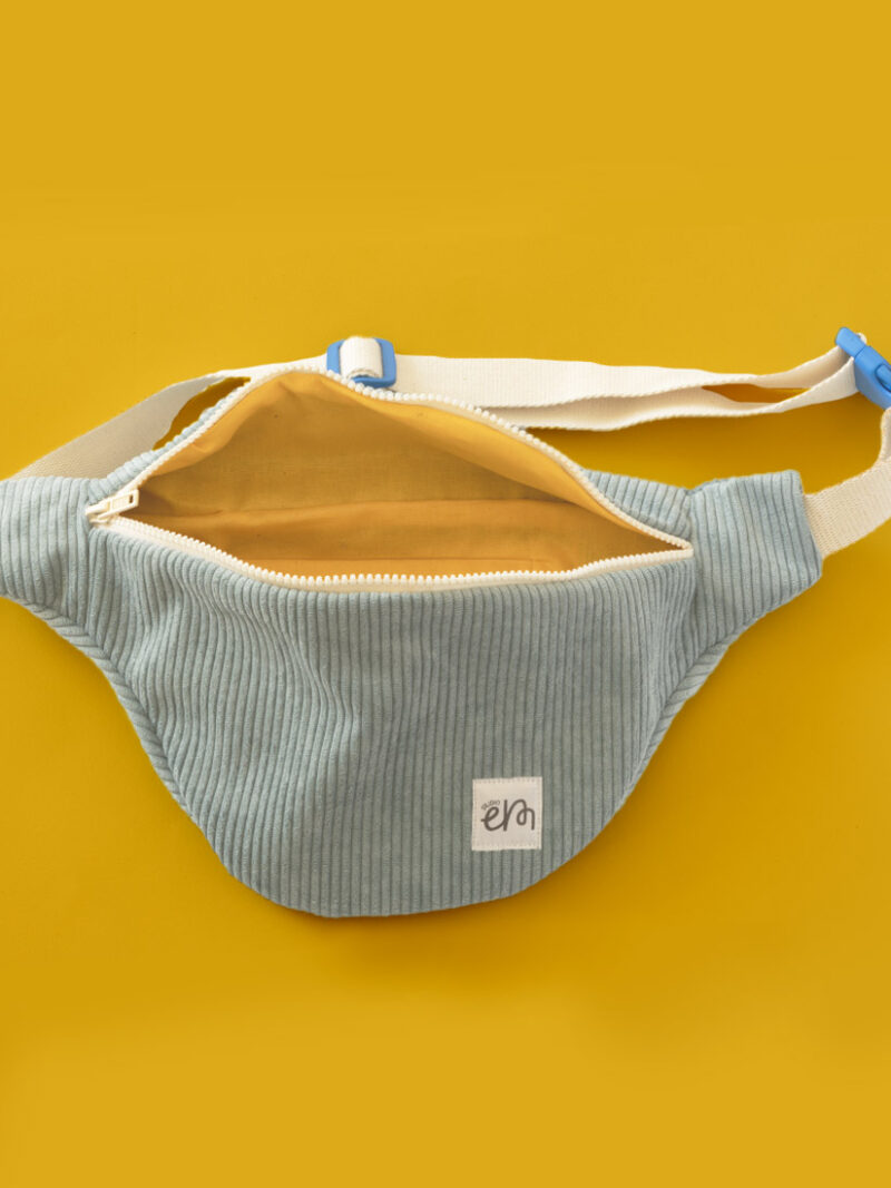 Colorblock - Banane velours cotelé bleu ciel