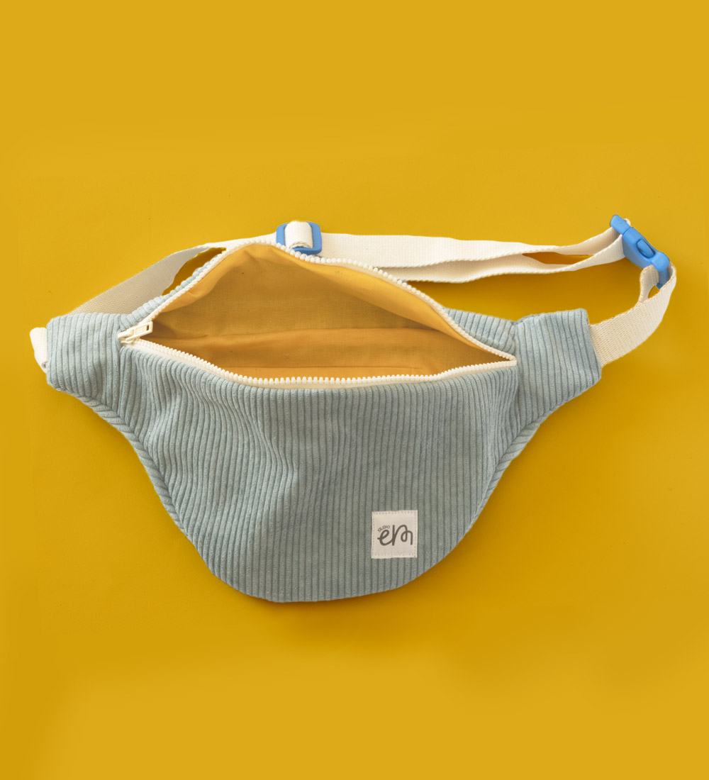 Colorblock - Banane velours cotelé bleu ciel