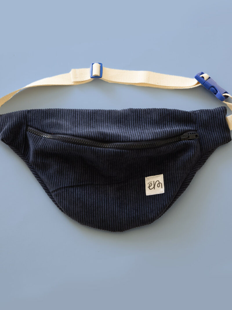 Velvet navy - Banane velours cotelé bleu